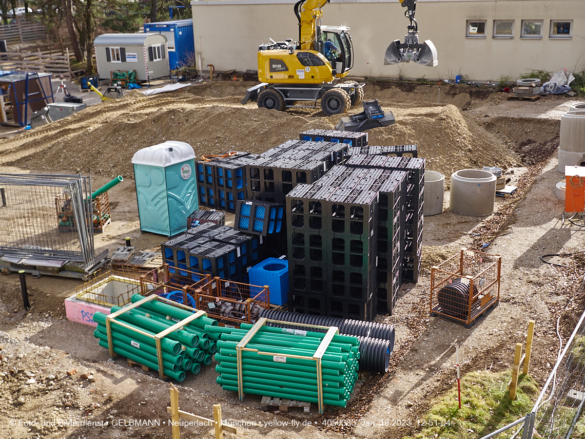18.01.2023 - Baustelle an der Quiddestraße Haus für Kinder in Neuperlach